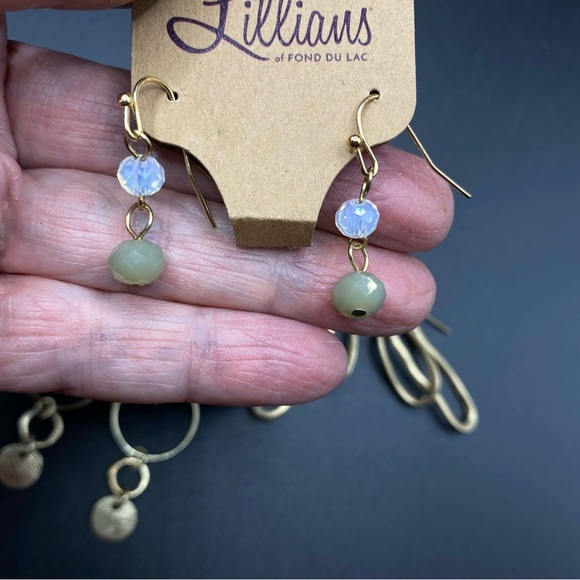 Gold Tone Pierced Earring Bundle Tortoise Shell Shoulder Dusters 4 Pairs Lot - Picture 3 of 8